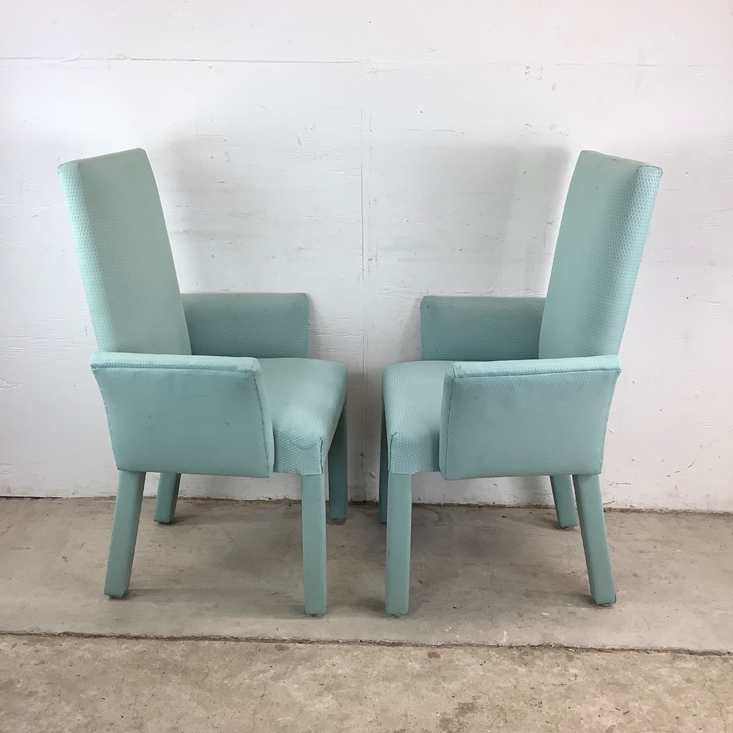 Pair of Vintage Sculptural Aqua Armchairs - image-12