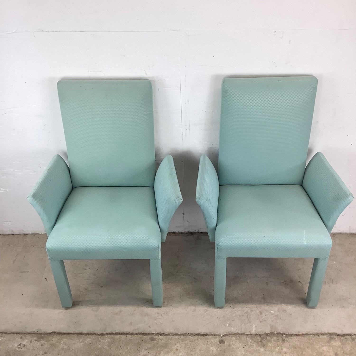 Pair of Vintage Sculptural Aqua Armchairs - image-6