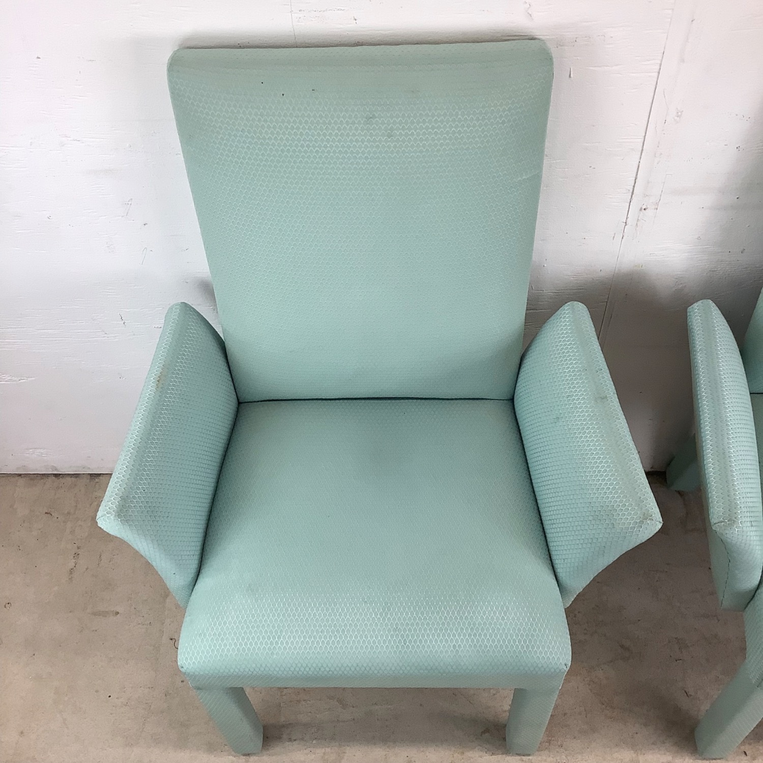 Pair of Vintage Sculptural Aqua Armchairs - image-7