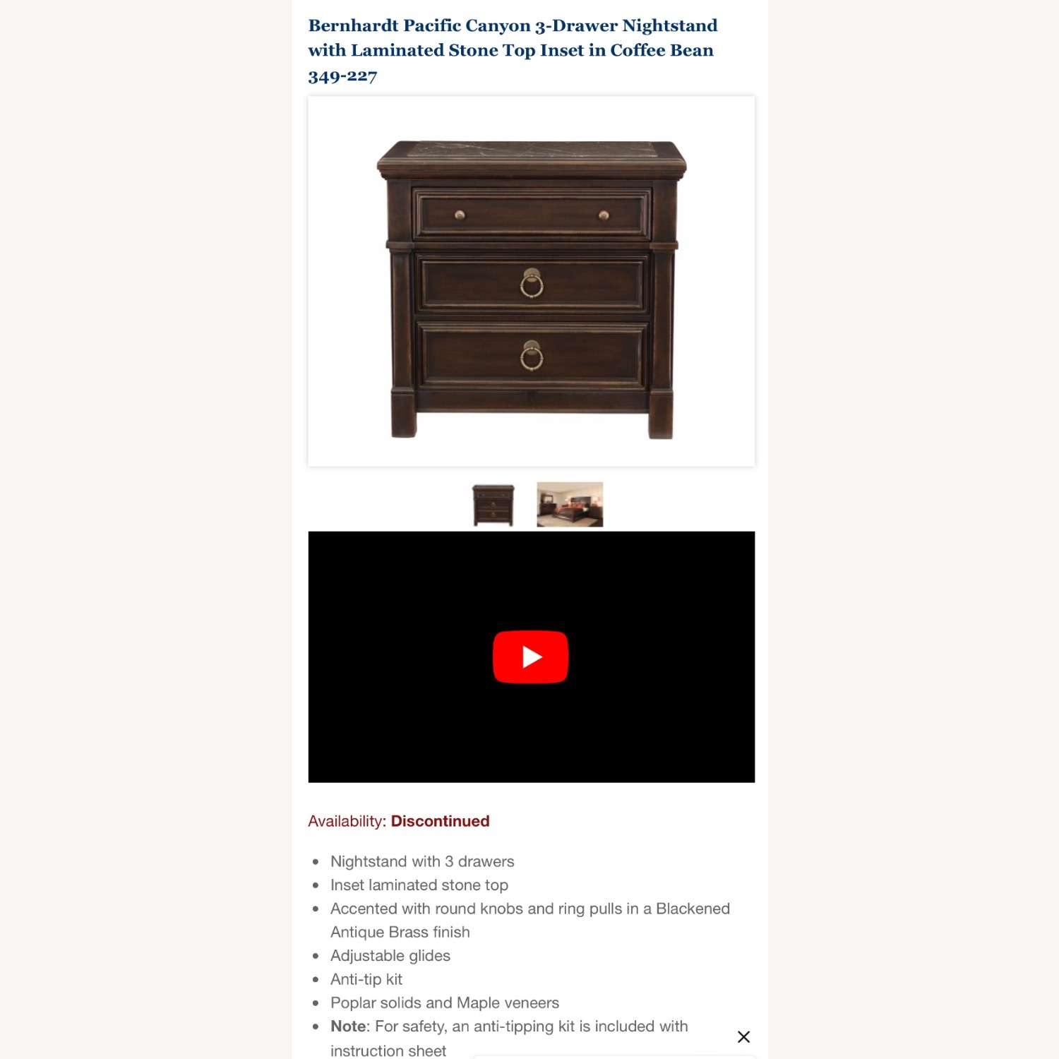 Bernhardt Pacific 3 Drawer Nightstand - image-3