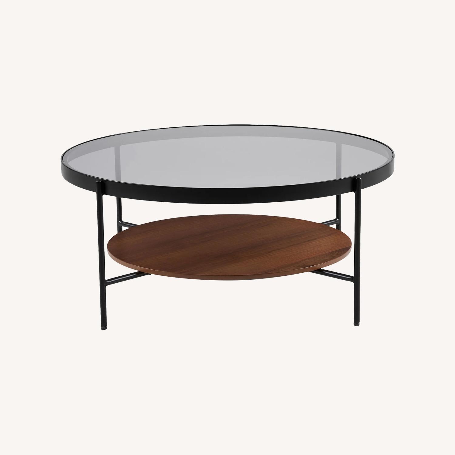Article Vitri 36.5" Glass Coffee Table - Walnut - image-0