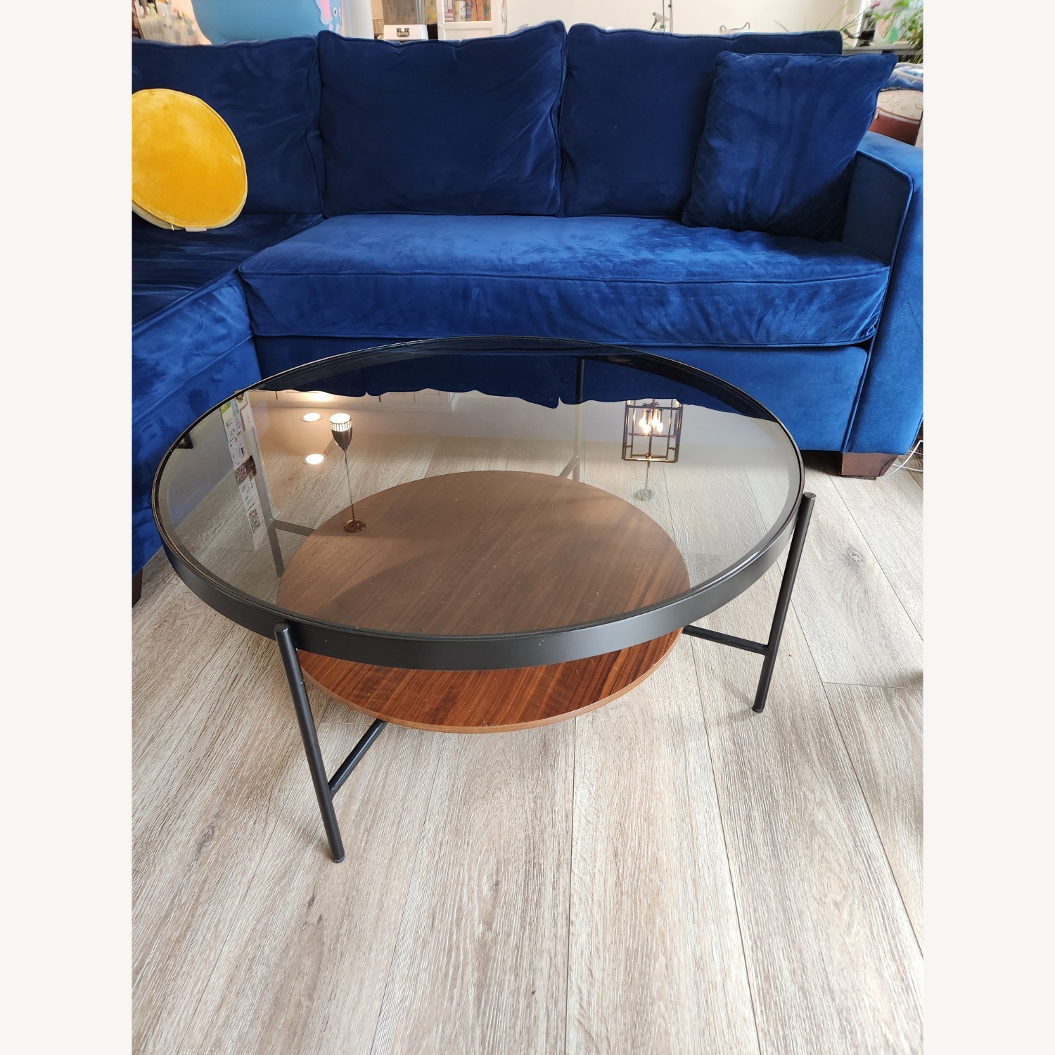 Article Vitri 36.5" Glass Coffee Table - Walnut - image-4