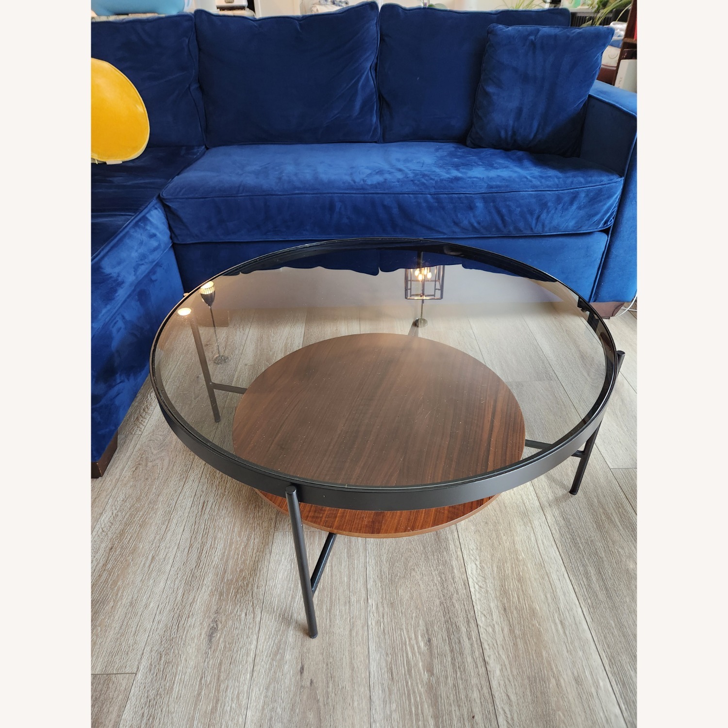 Article Vitri 36.5" Glass Coffee Table - Walnut - image-1