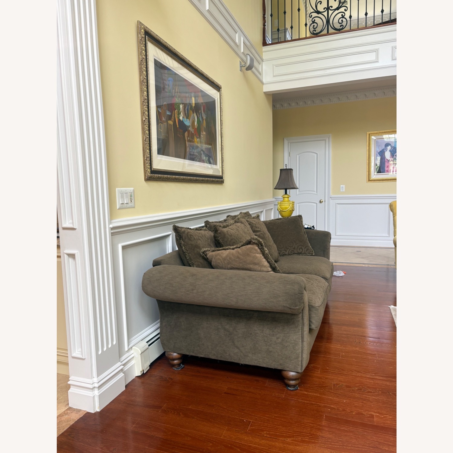 Custom Olive Green Sofa - image-3