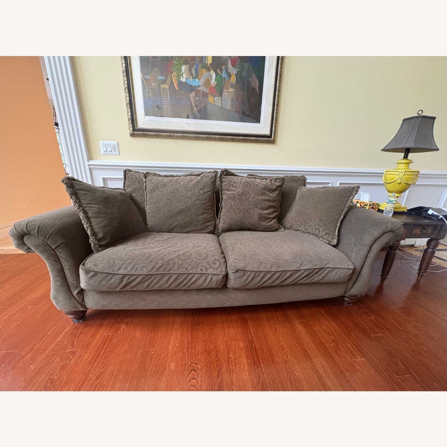 Custom Olive Green Sofa - image-2