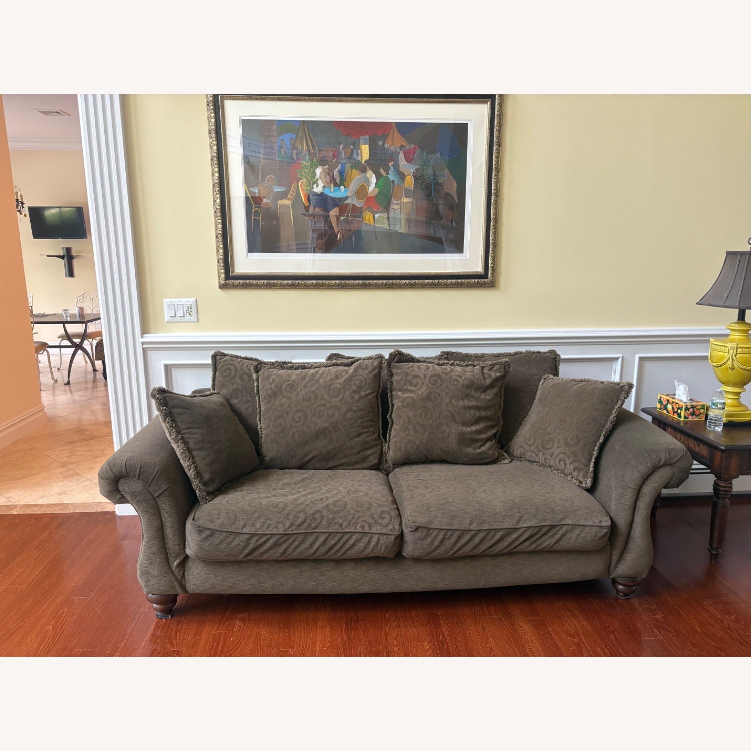 Custom Olive Green Sofa - image-1