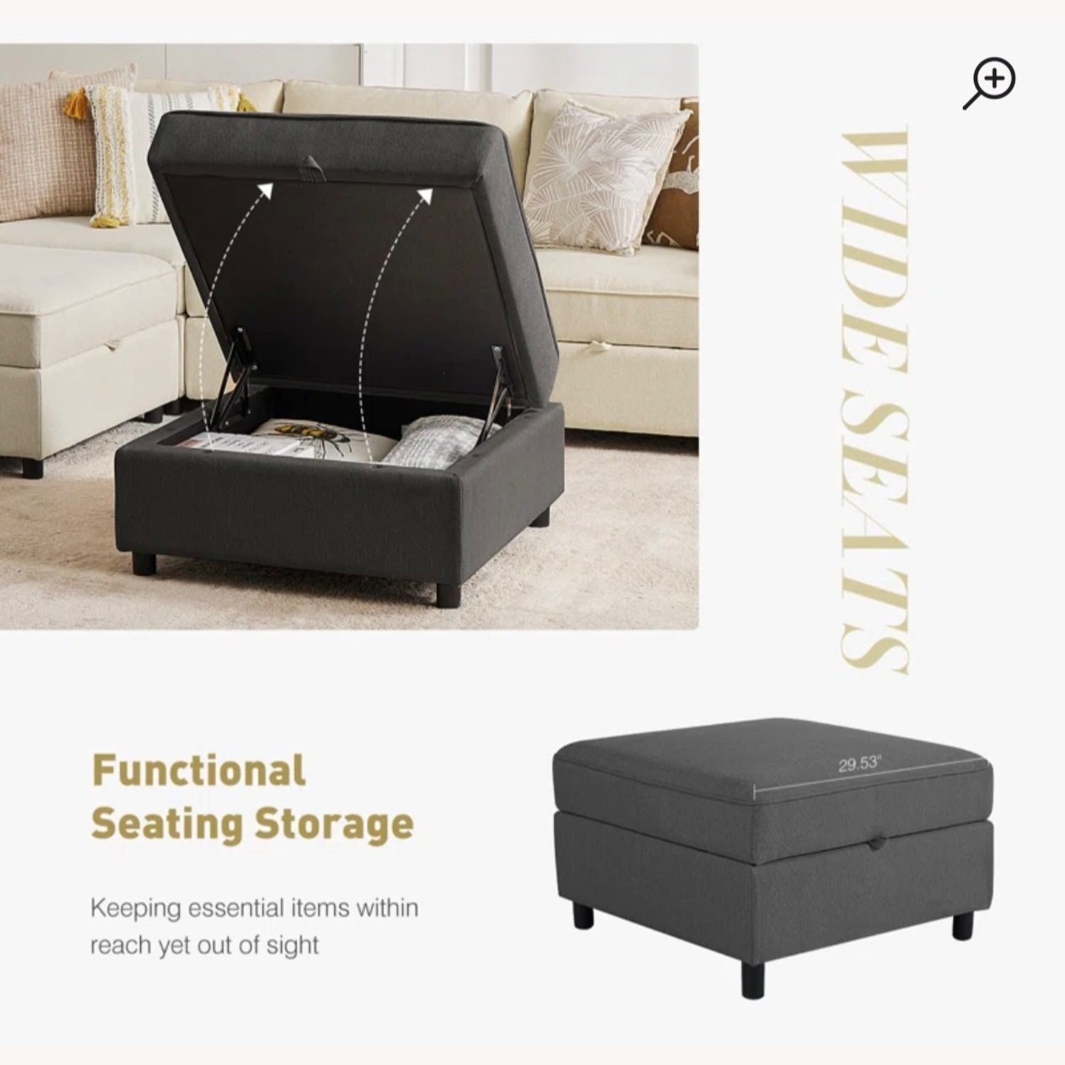 Twanna 67.6'' Square Arm Modular 2 Seat Loveseat  - image-5