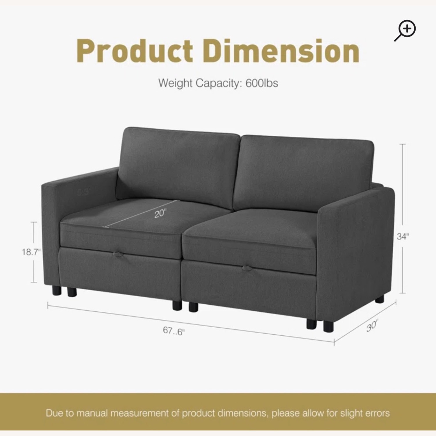 Twanna 67.6'' Square Arm Modular 2 Seat Loveseat  - image-4