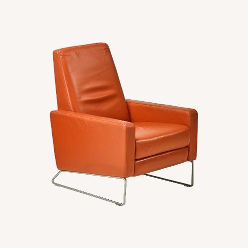 Used Design Within Reach Orange Leather Flight Recliner for sale on AptDeco