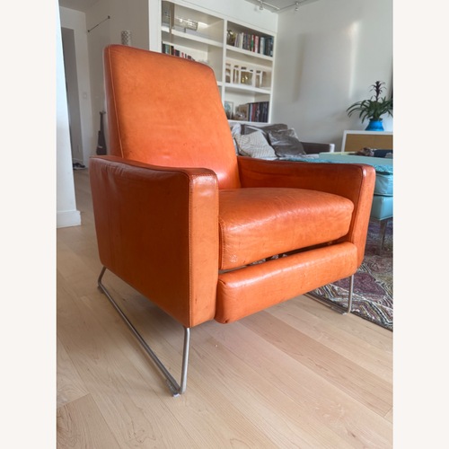 Used Design Within Reach Orange Leather Flight Recliner for sale on AptDeco