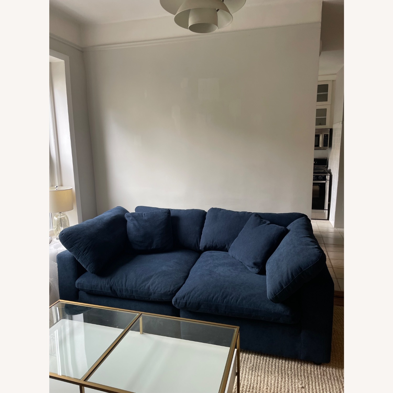 Living Spaces Zone Blue Fabric 2 Piece Modular Loveseat - image-1