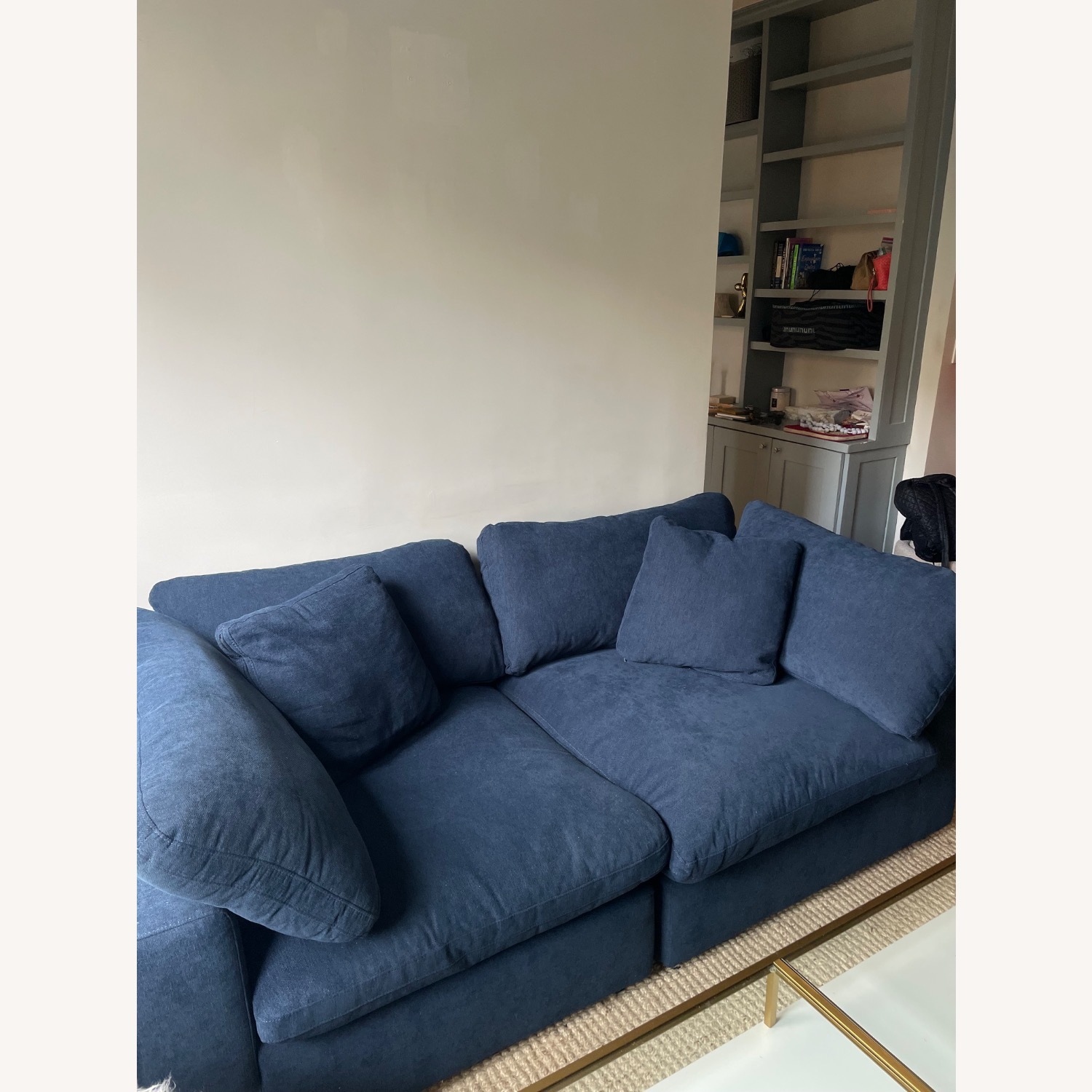 Living Spaces Zone Blue Fabric 2 Piece Modular Loveseat - image-4