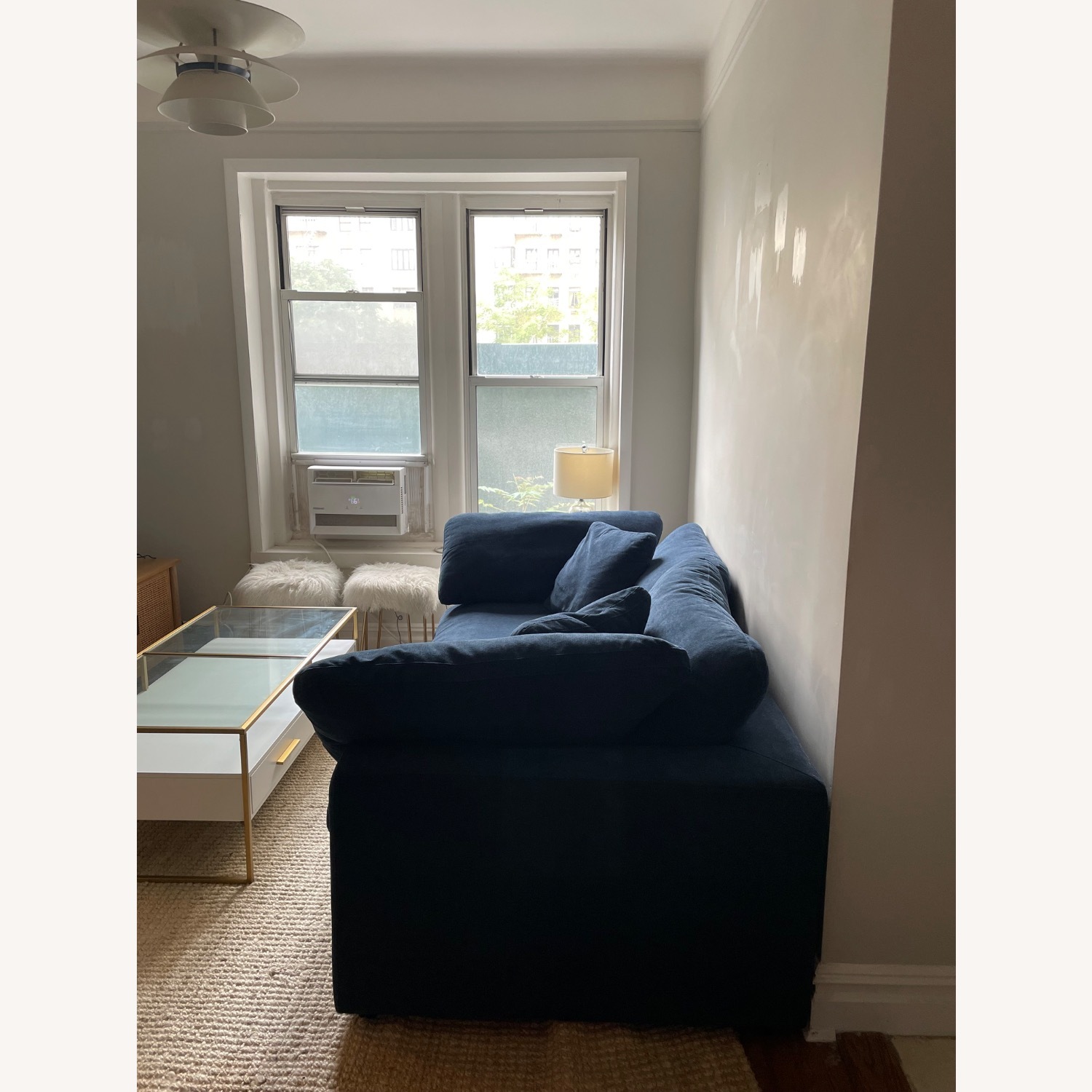 Living Spaces Zone Blue Fabric 2 Piece Modular Loveseat - image-3