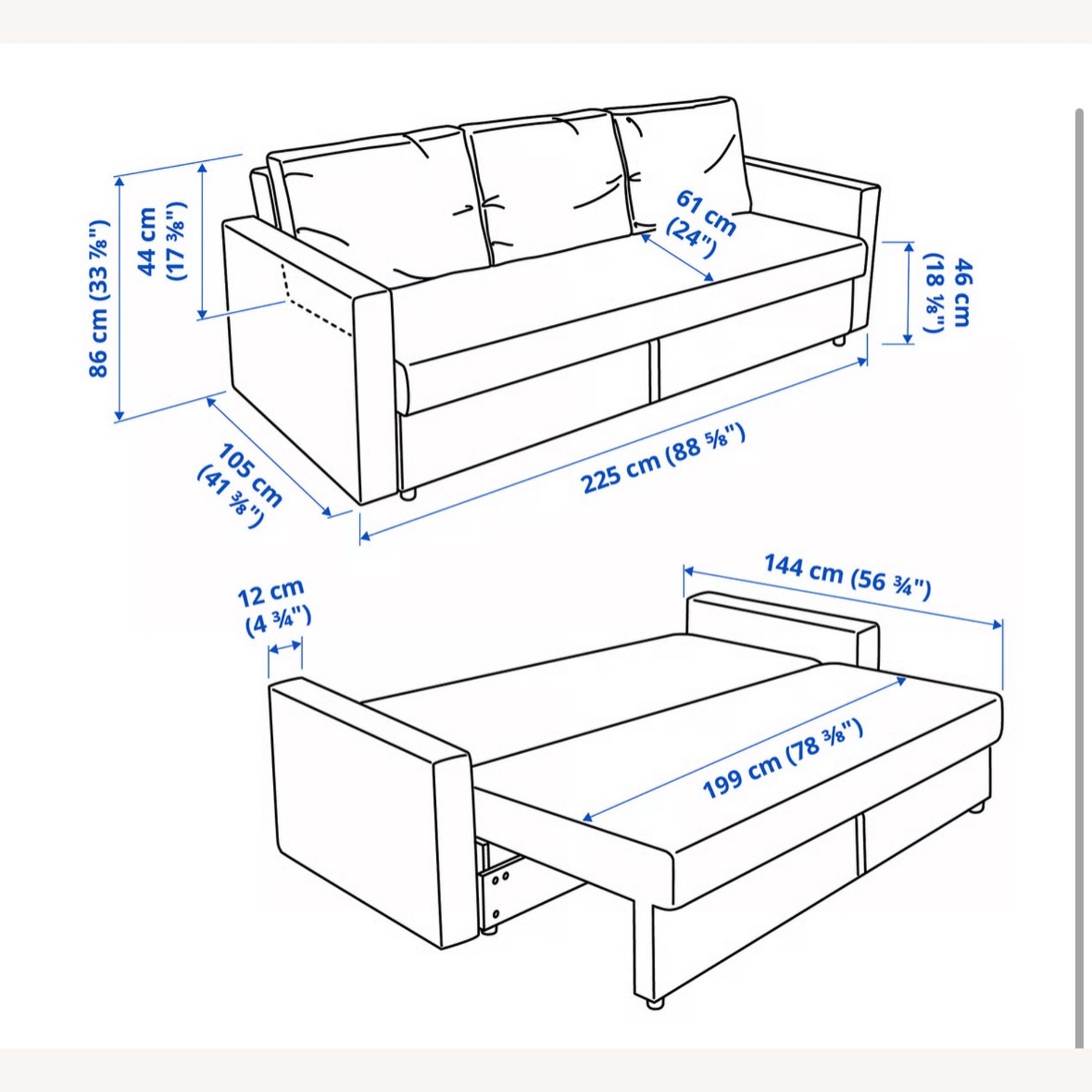 IKEA FRIHETEN Blue Sofa Bed - AptDeco