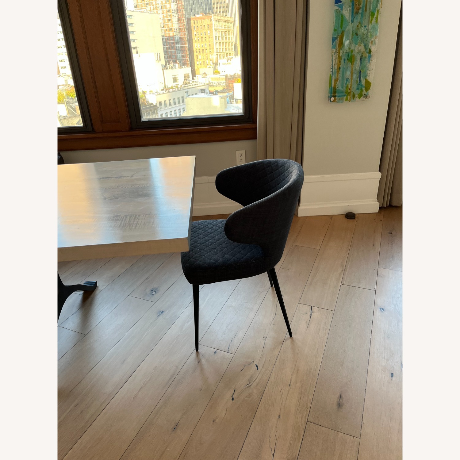 Charcoal Quilted Dining Chair - image-2