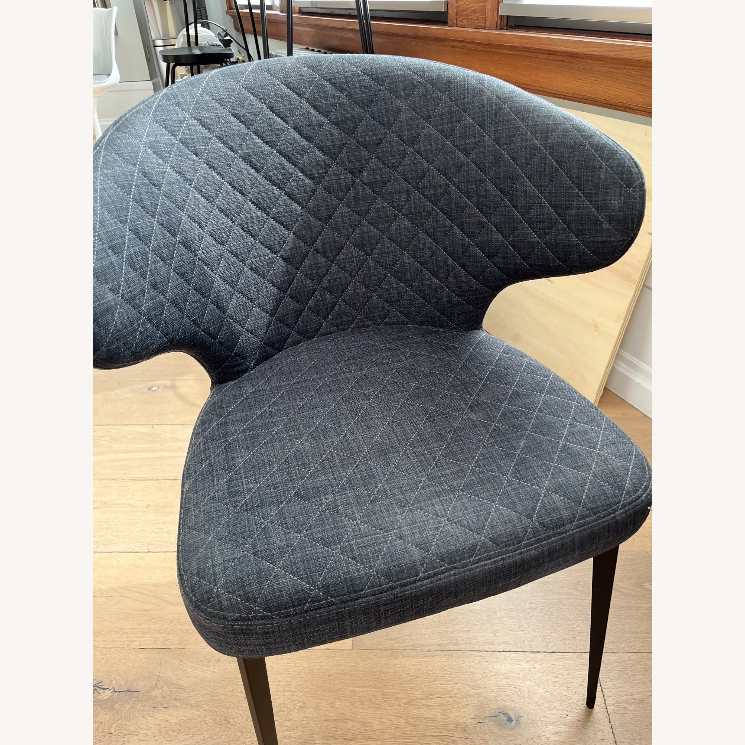 Charcoal Quilted Dining Chair - image-1