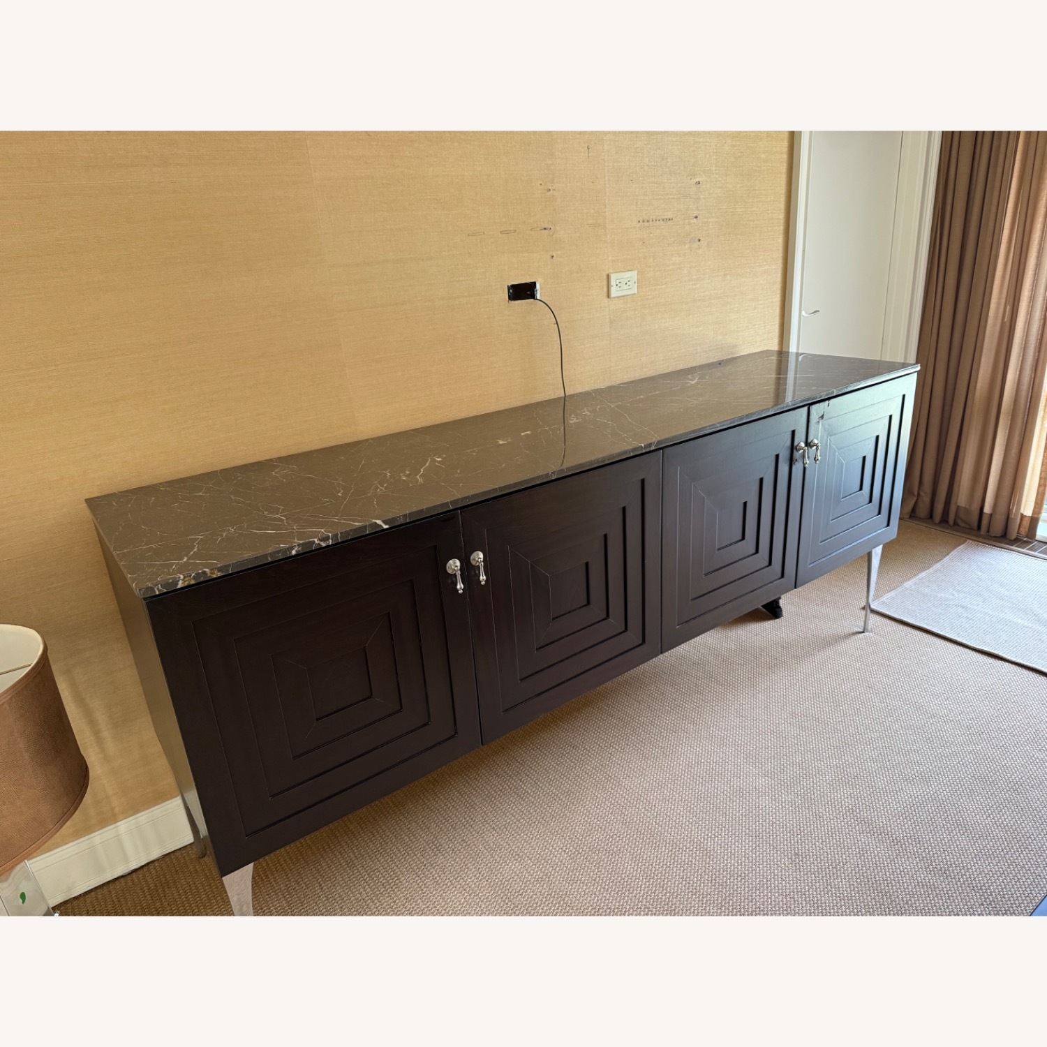 Custom Black Sideboard with Marble Top - image-3