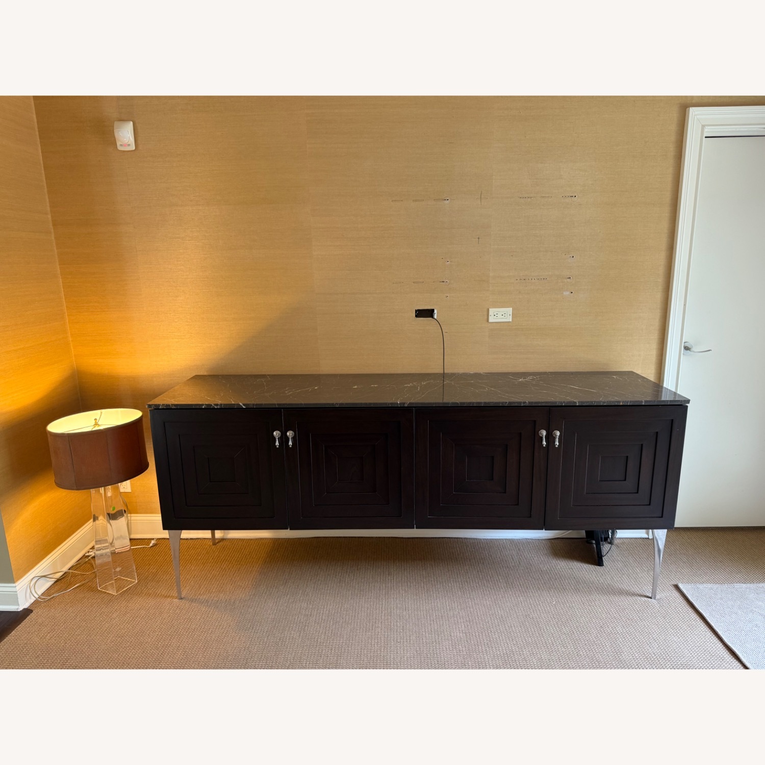 Custom Black Sideboard with Marble Top - image-1