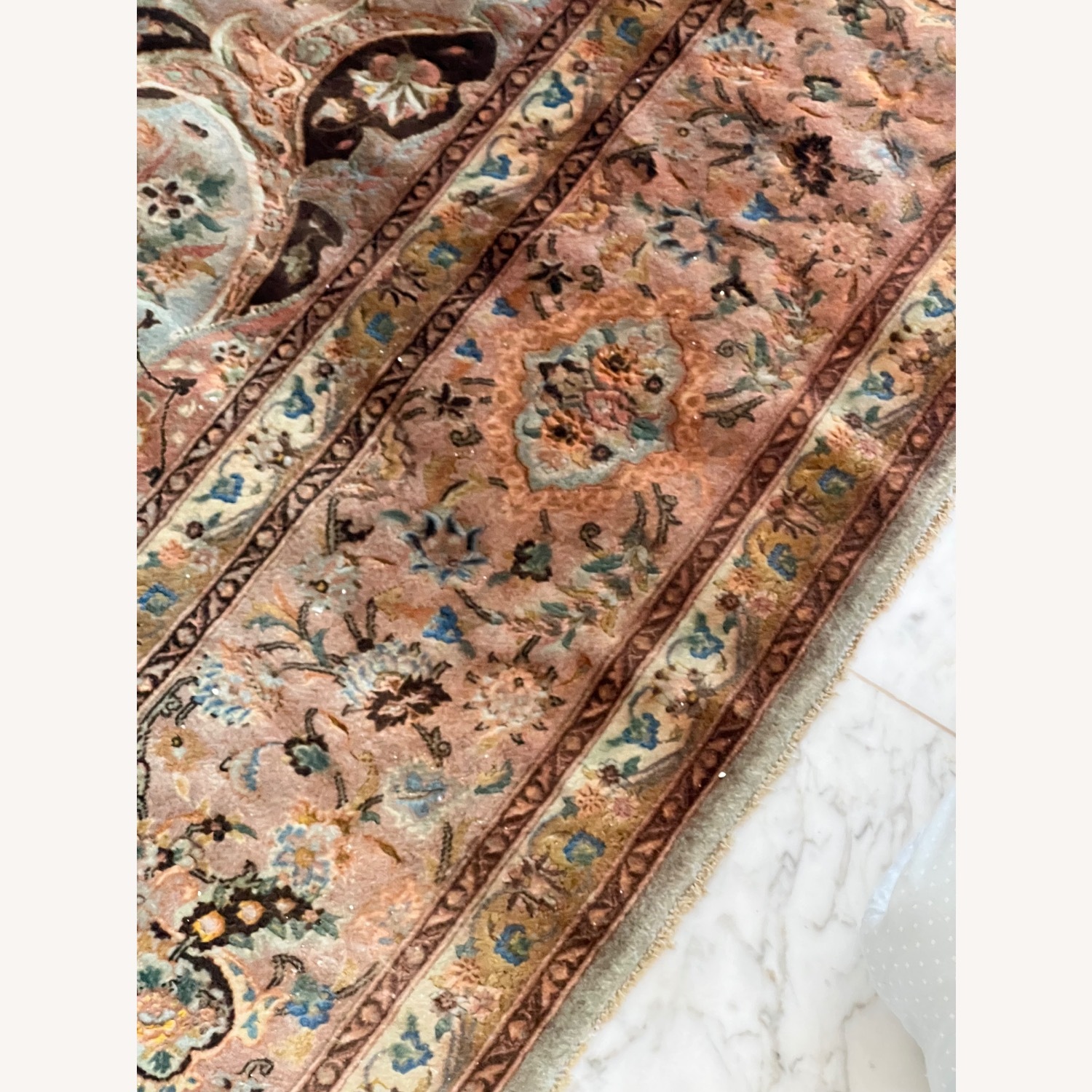 Wool Silk Vintage Rug - image-6