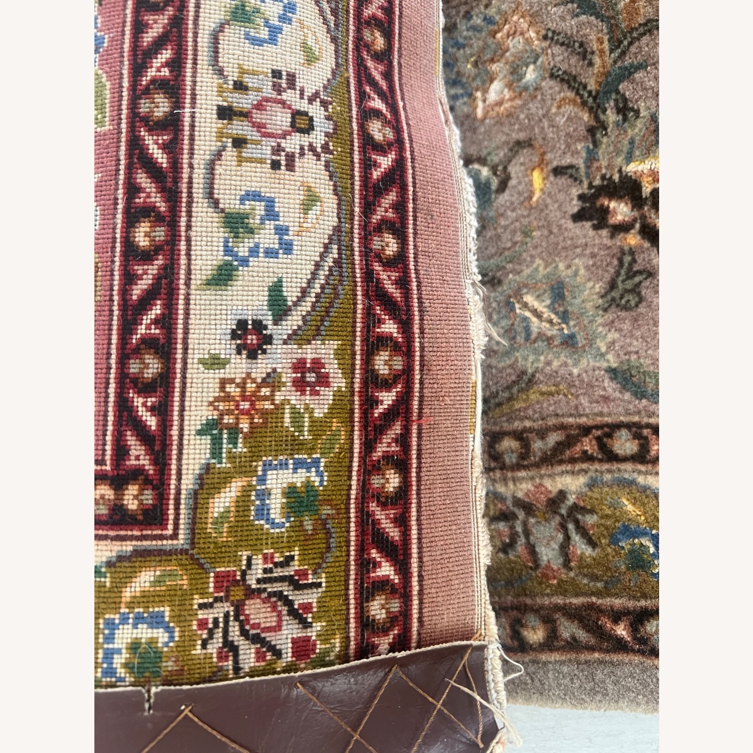 Wool Silk Vintage Rug - image-2