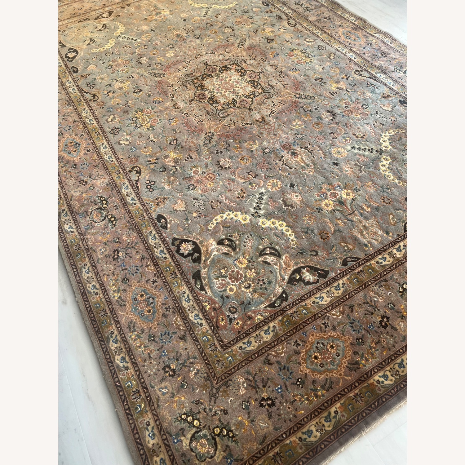 Wool Silk Vintage Rug - image-5