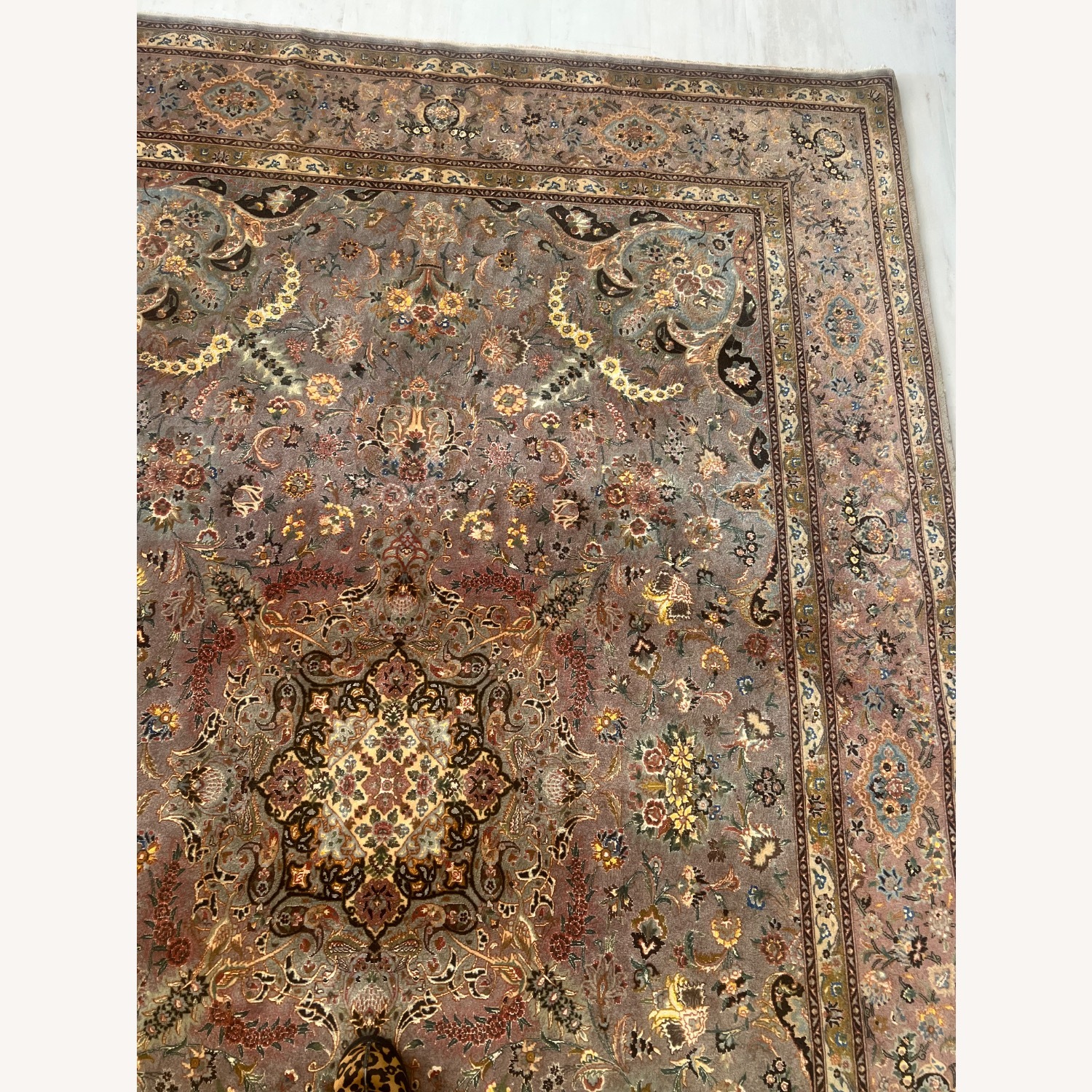 Wool Silk Vintage Rug - image-4