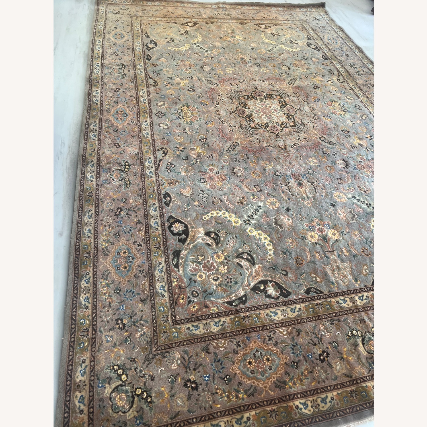 Wool Silk Vintage Rug - image-1