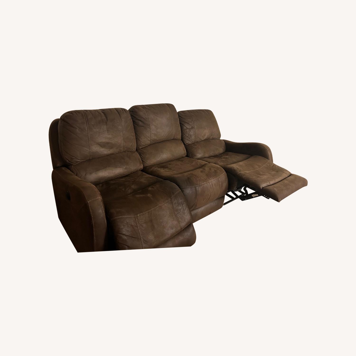 Faux Leather Recliner 3 Seater - image-0