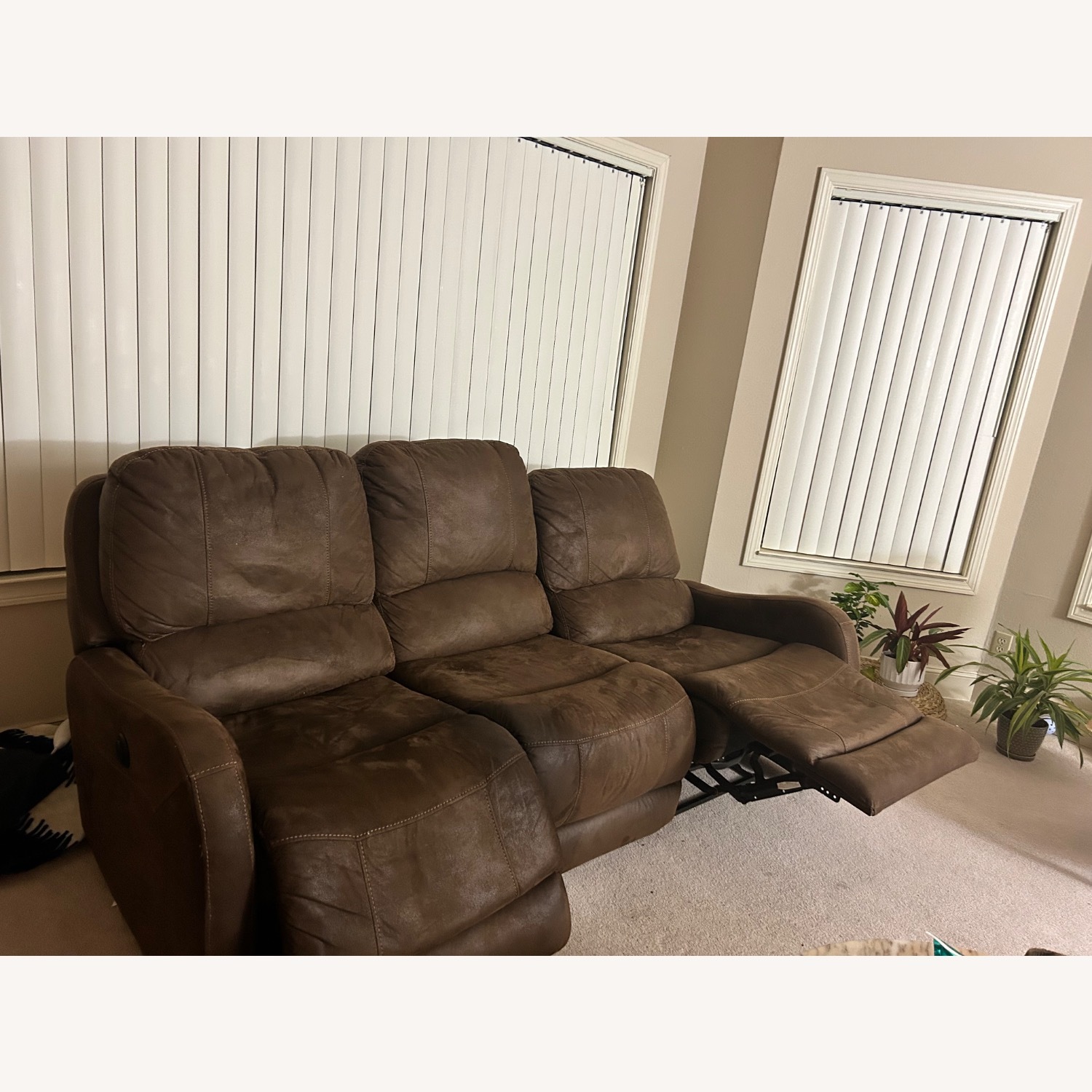 Faux Leather Recliner 3 Seater - image-1