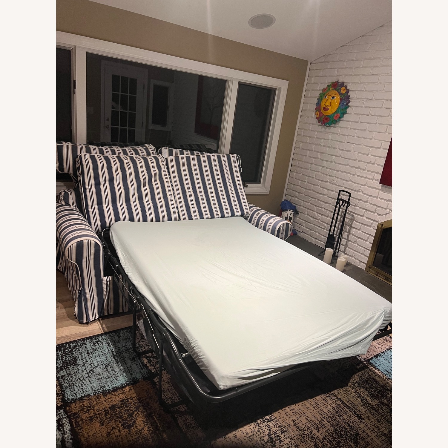 IKEA Blue/White Fabric Full Size Sofa Bed - image-4