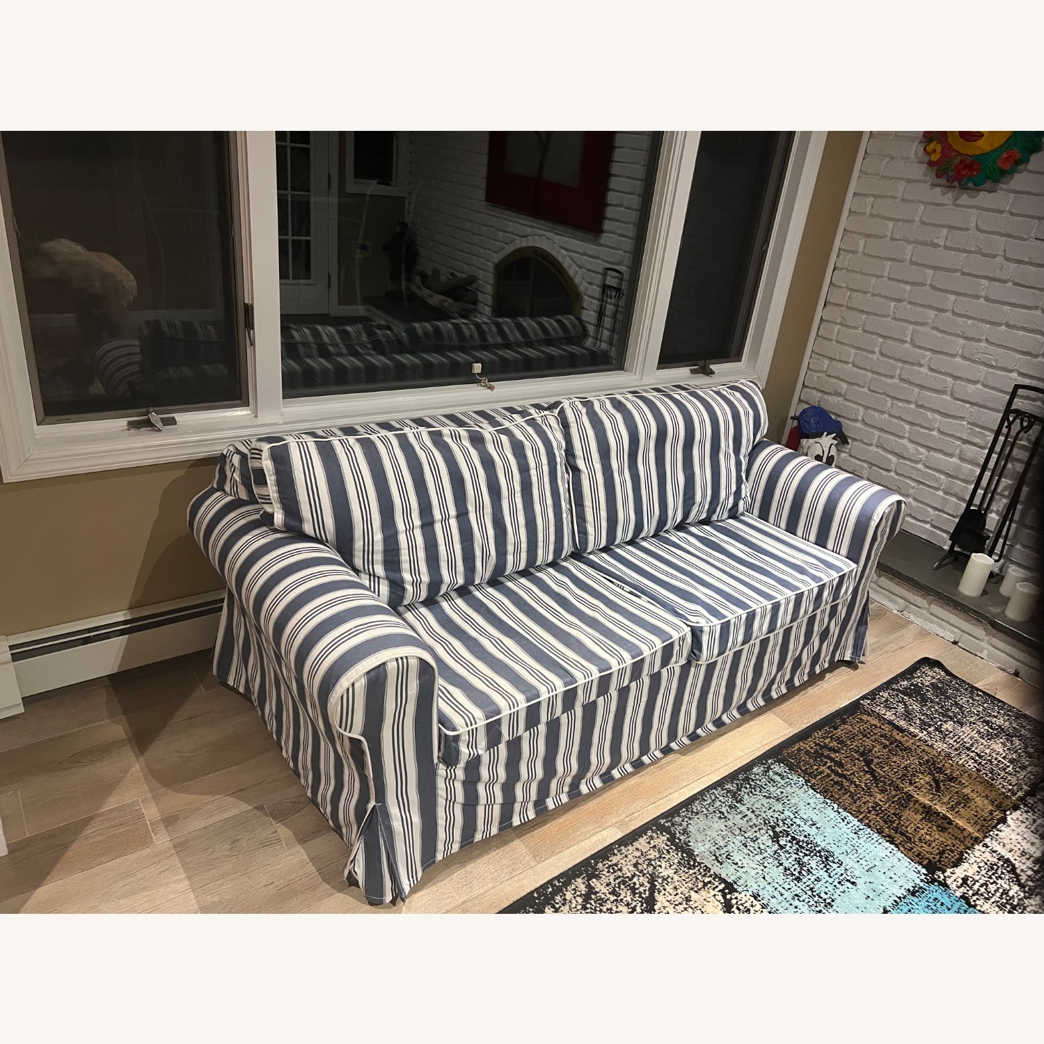 IKEA Blue/White Fabric Full Size Sofa Bed - image-2