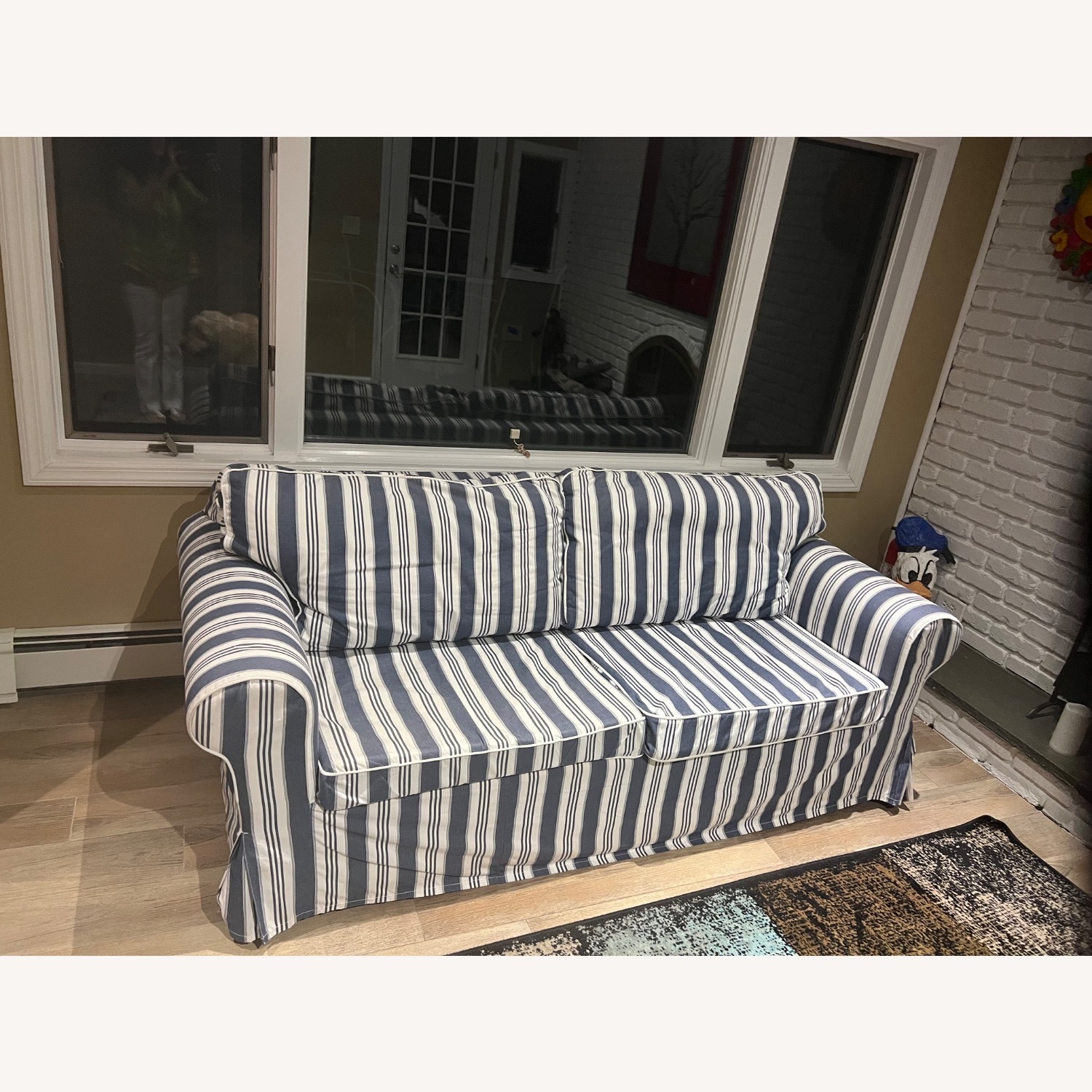 IKEA Blue/White Fabric Full Size Sofa Bed - image-1