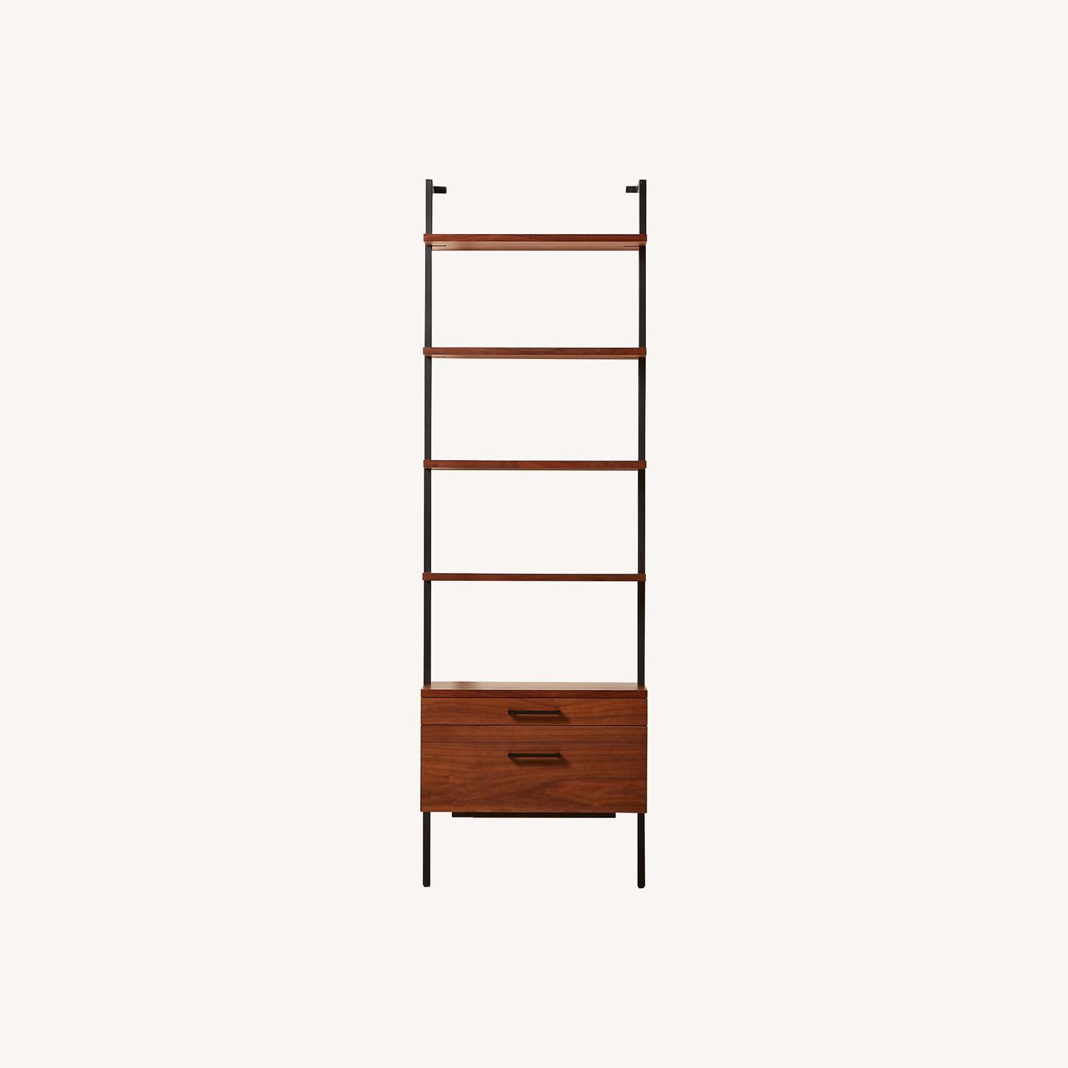 CB2 Helix 96" Walnut Bookcase with 2 Drawers - image-0