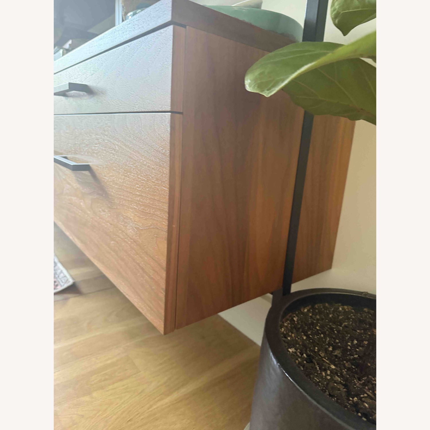 CB2 Helix 96" Walnut Bookcase with 2 Drawers - image-2