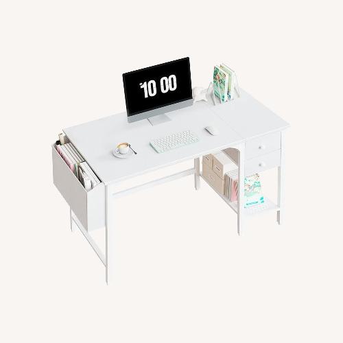 Used Lufeiya White Small Desk with Drawers for sale on AptDeco
