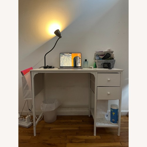 Used Lufeiya White Small Desk with Drawers for sale on AptDeco