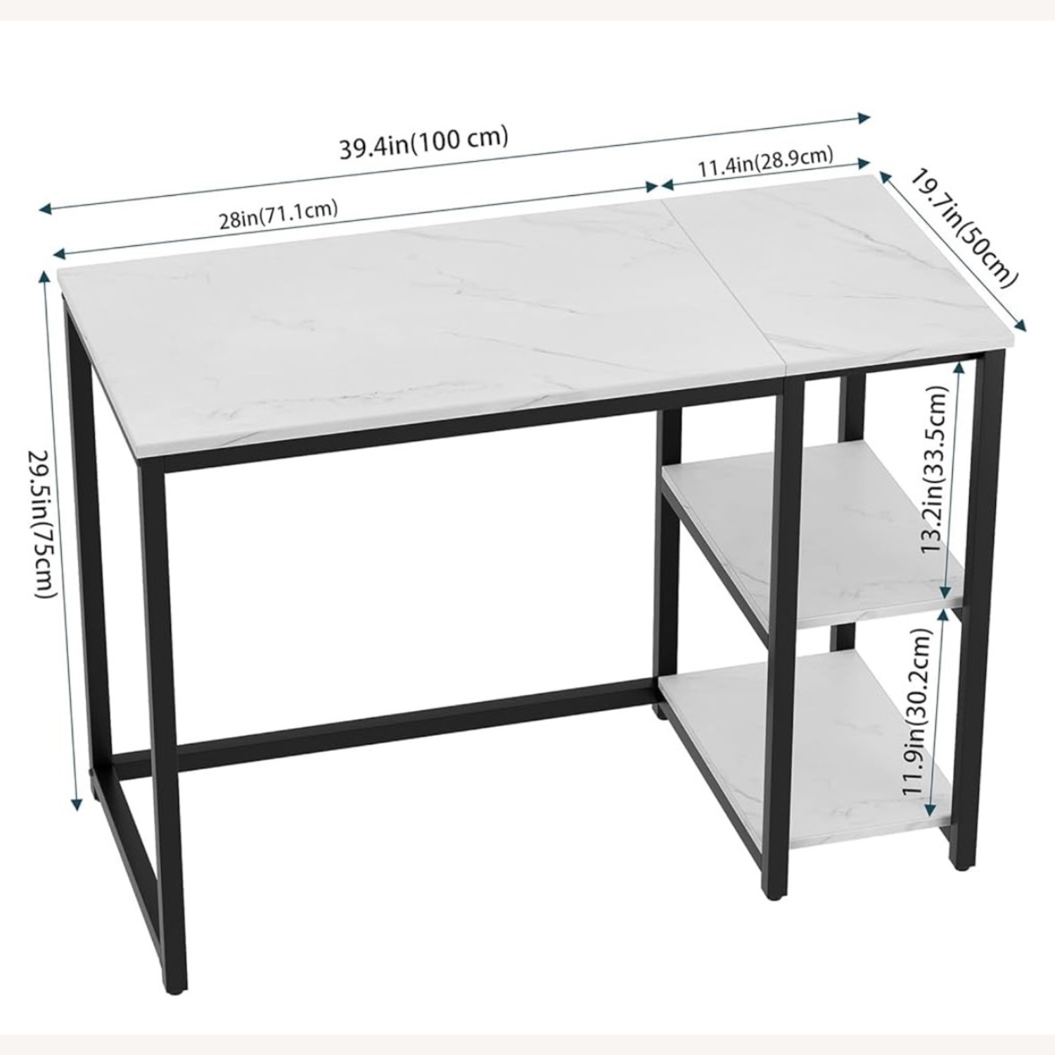 Computer Desk - White Marble - image-3