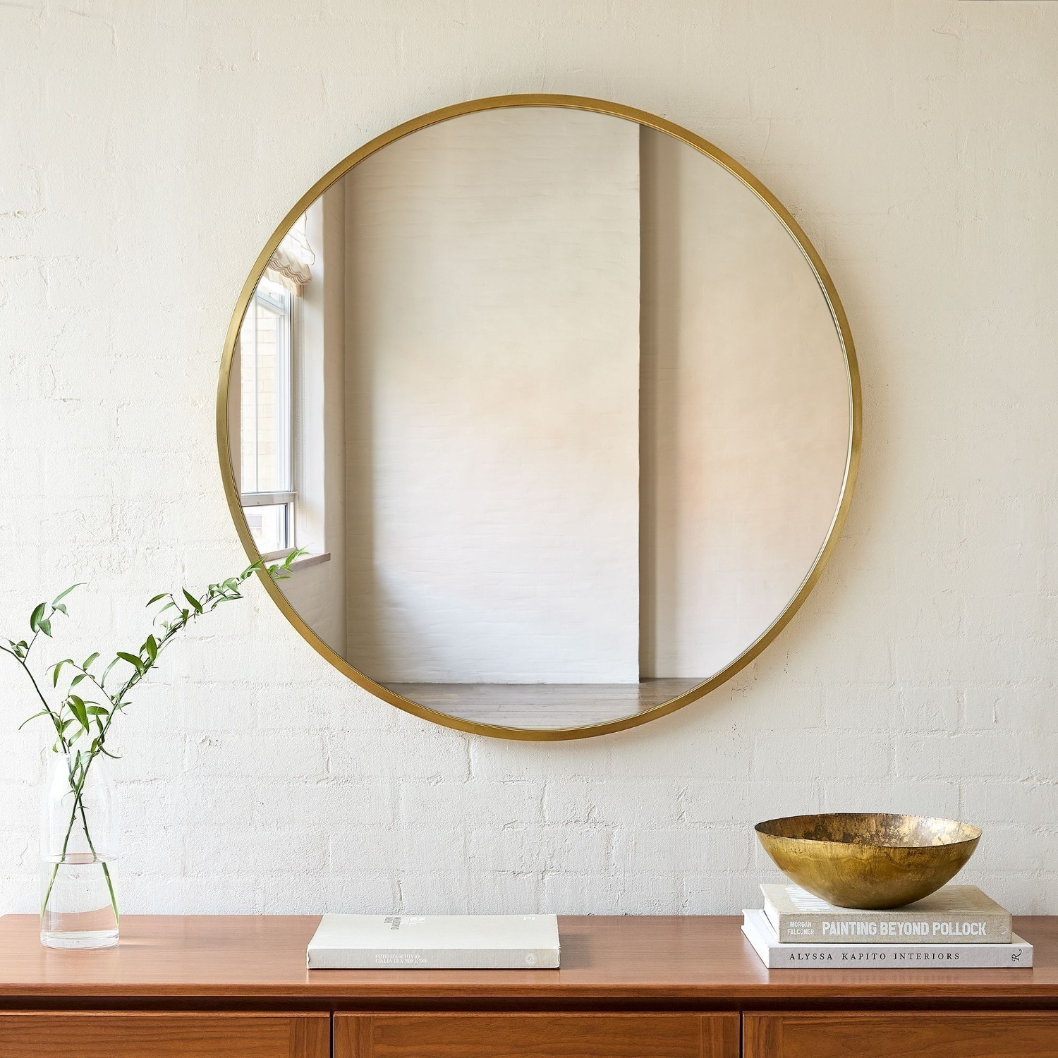 West Elm Gold Metal Frame Round Mirror (48") - image-1