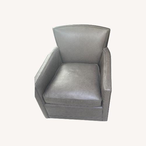 Used Arhaus Rudy Leather Swivel Chair (Custom Gray) for sale on AptDeco