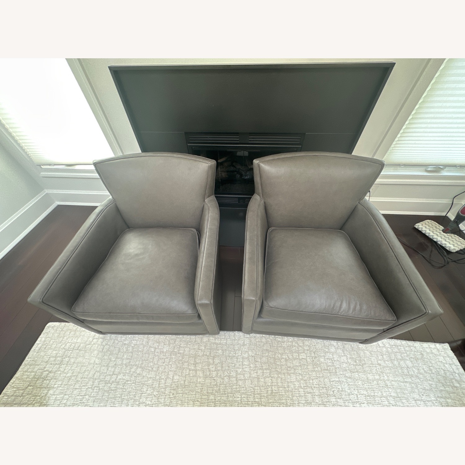 Arhaus Rudy Leather Swivel Chair (Custom Gray) - image-2