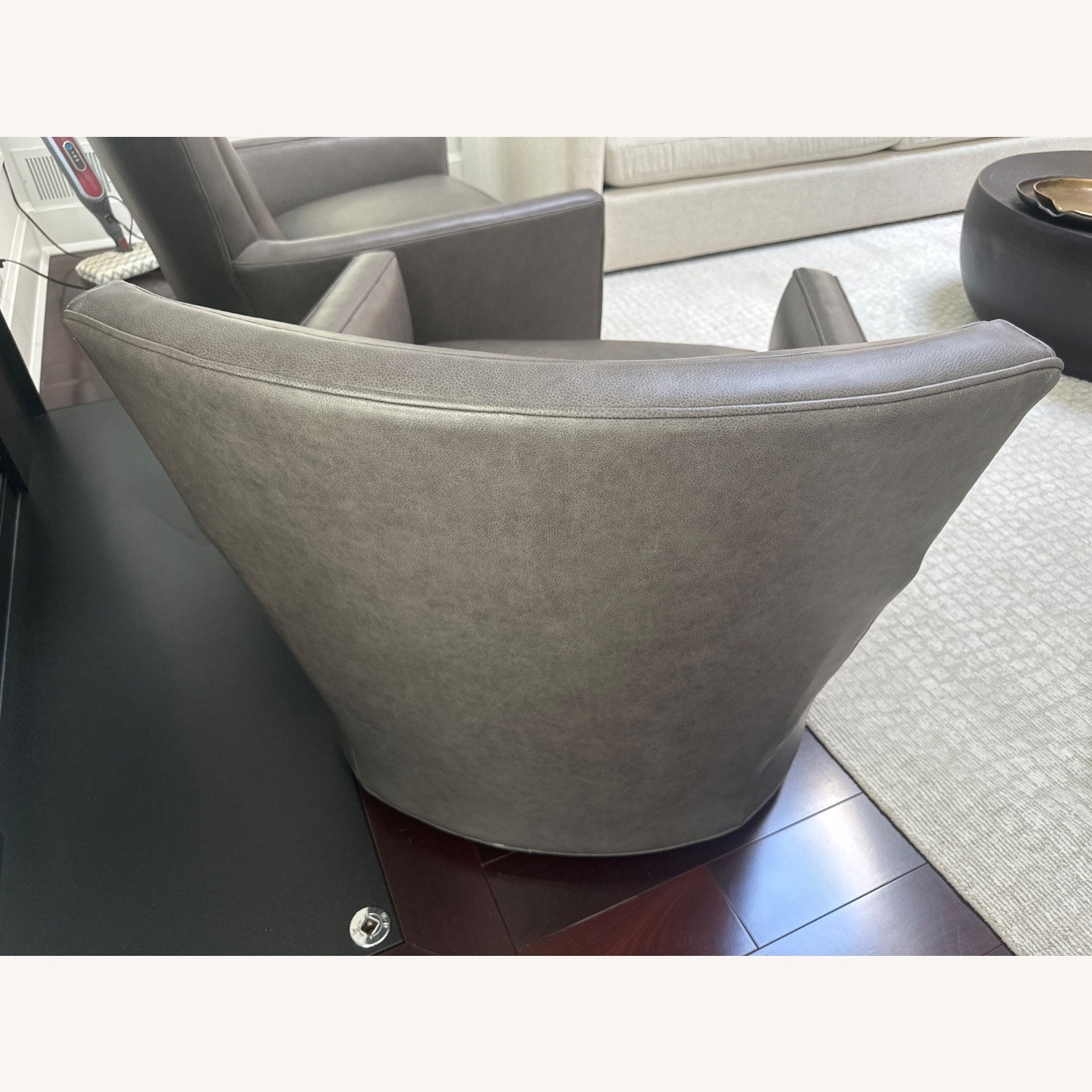 Arhaus Rudy Leather Swivel Chair (Custom Gray) - image-6