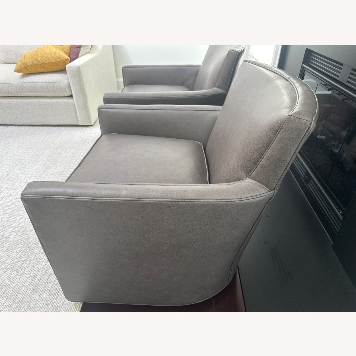 Arhaus Rudy Leather Swivel Chair (Custom Gray) - image-3