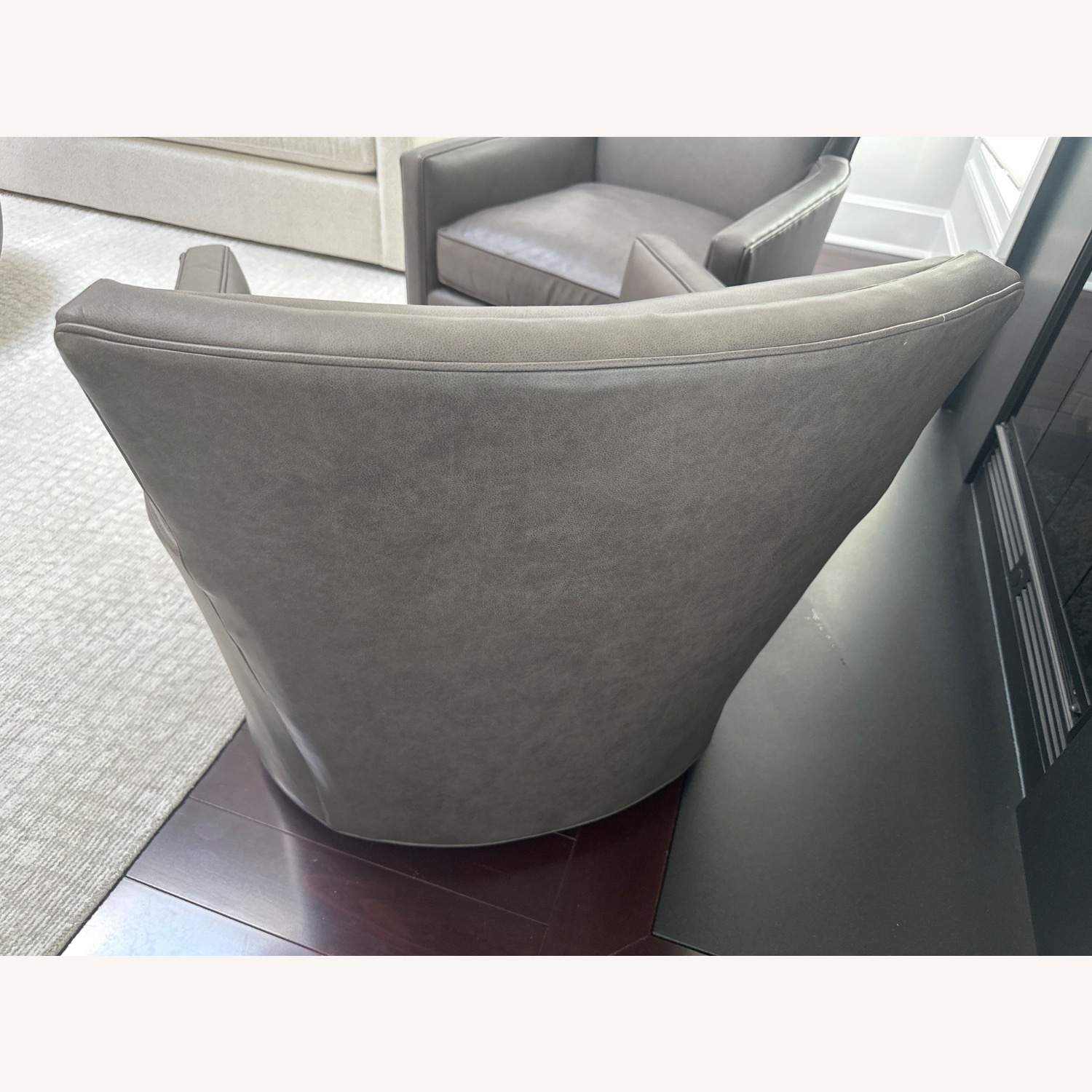 Arhaus Rudy Leather Swivel Chair (Custom Gray) - image-7