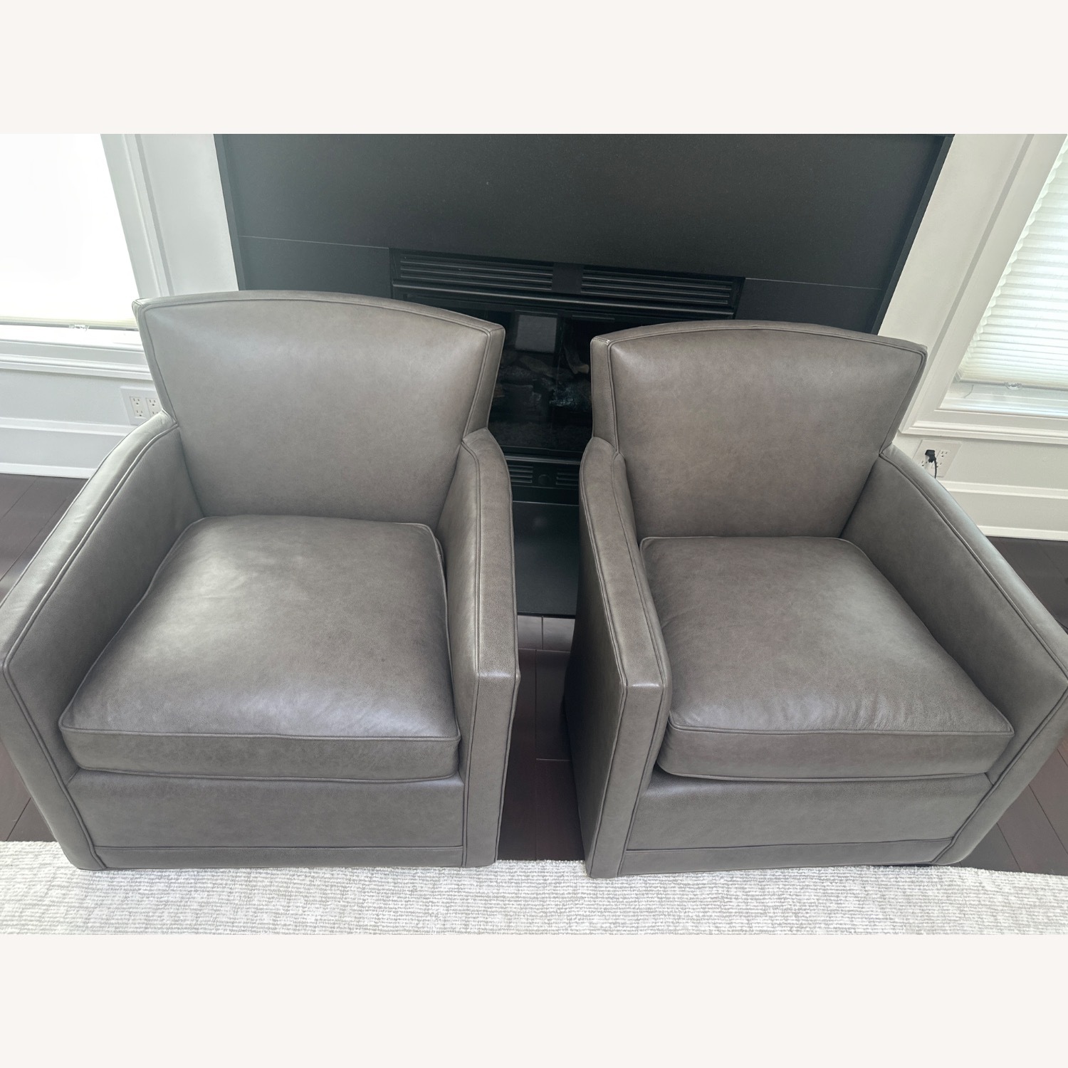 Arhaus Rudy Leather Swivel Chair (Custom Gray) - image-1