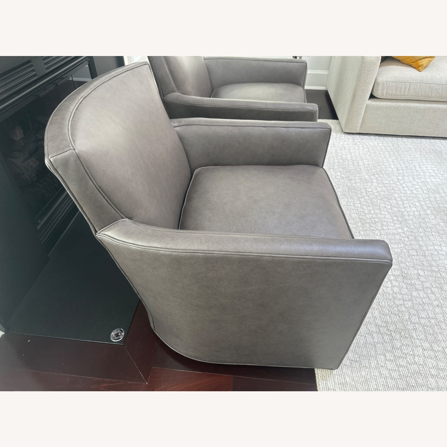 Arhaus Rudy Leather Swivel Chair (Custom Gray) - image-4