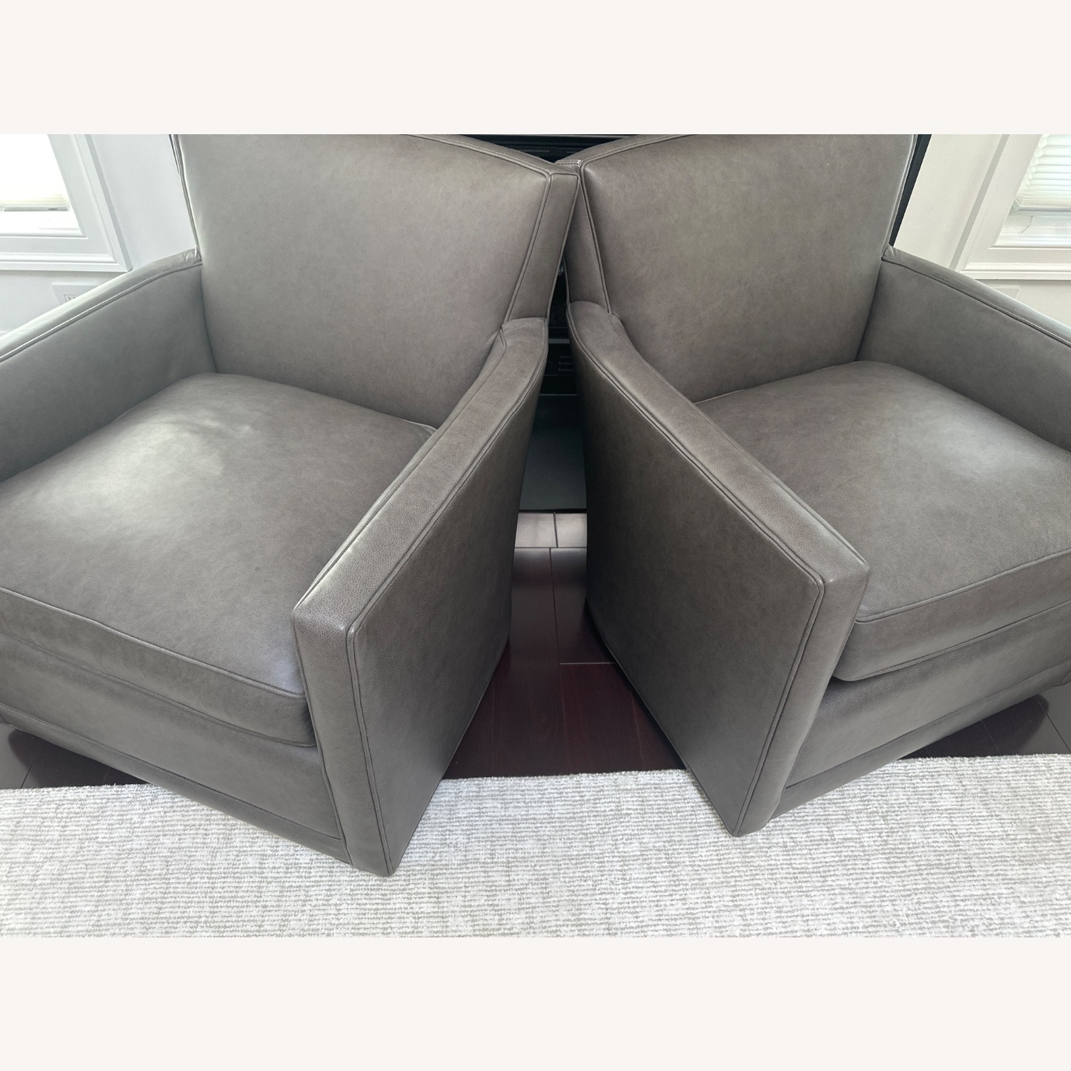Arhaus Rudy Leather Swivel Chair (Custom Gray) - image-5