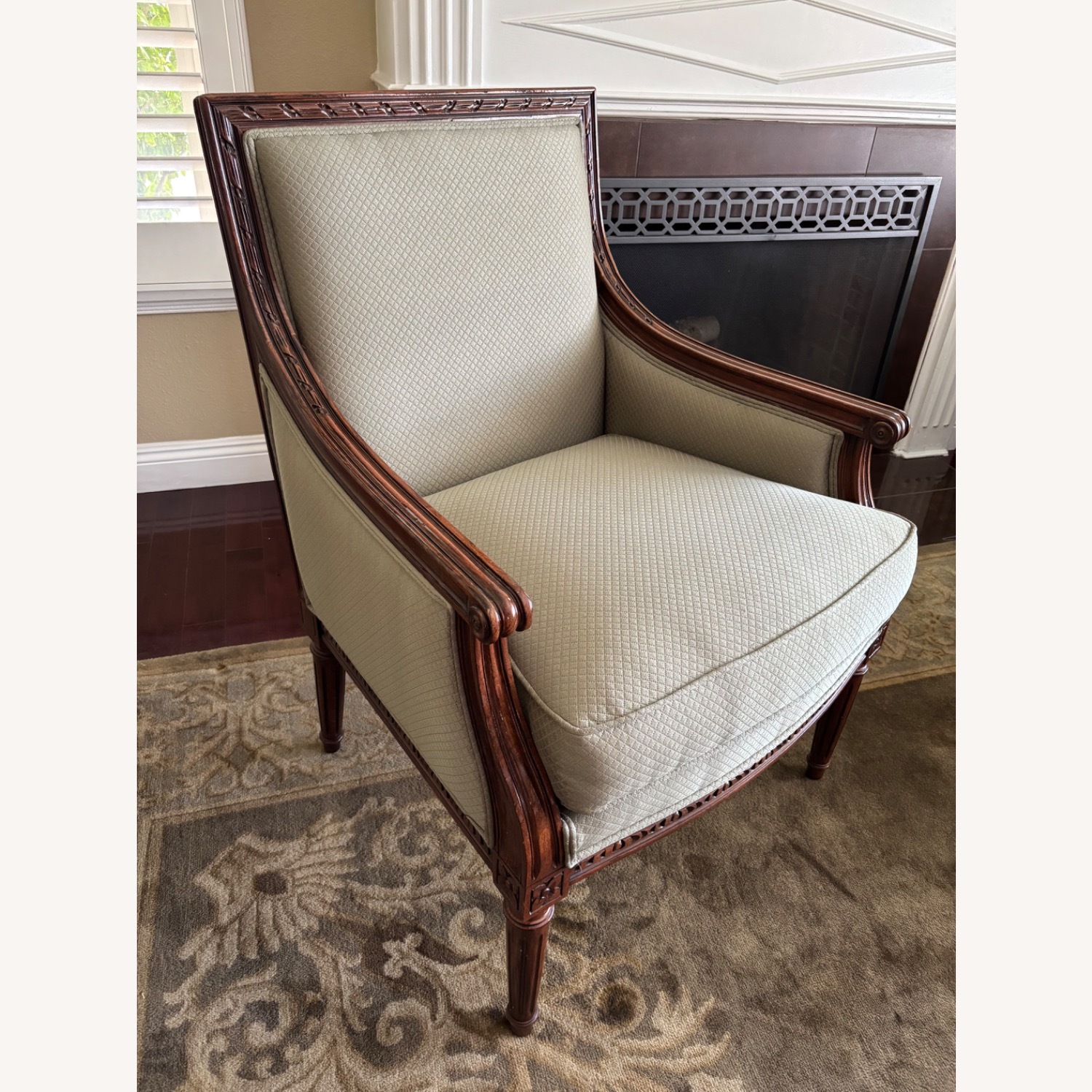 Two Ethan Allen Giselle Moss Green Chairs - image-3