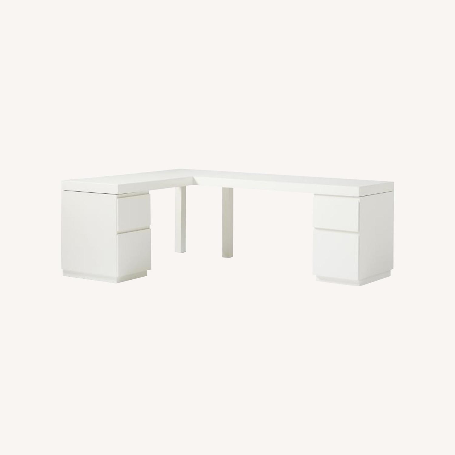 Parsons L-Shaped Desk & 2 File Cabinet Set - image-0