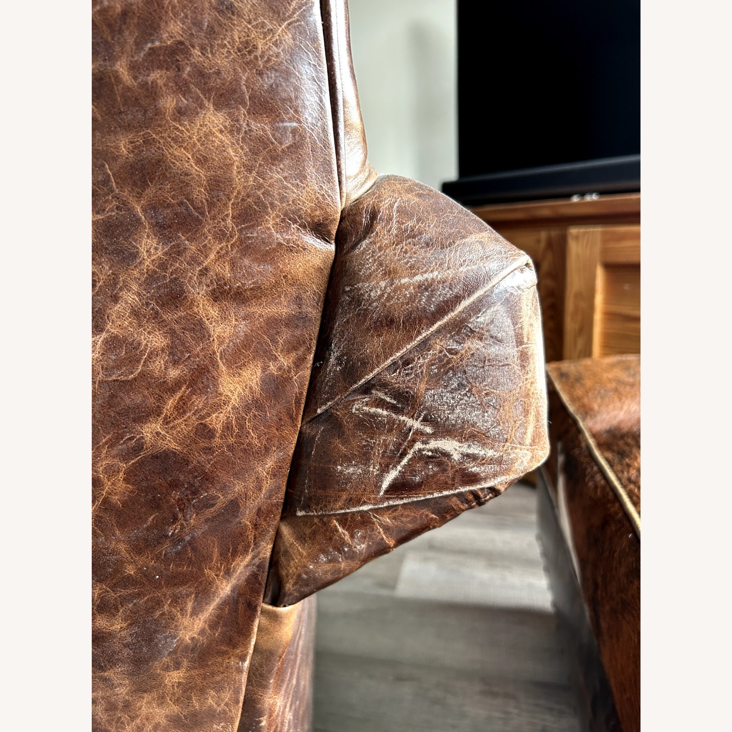 Cowtown Chair and Half plus Cowhide Medium Ottoman - image-5