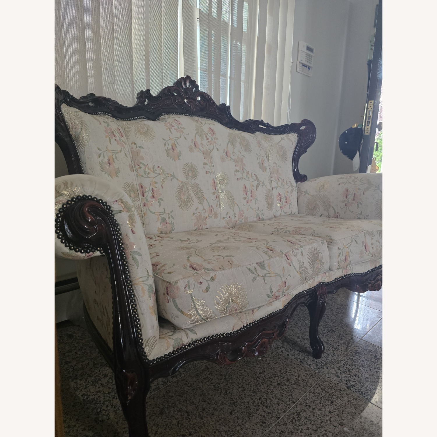 Charming Vintage Floral Loveseat - image-5